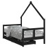 Estructura cama infantil y cajones madera pino negro 80x160