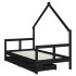 Estructura cama infantil y cajones madera pino negro 80x160