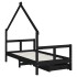 Estructura cama infantil y cajones madera pino negro 80x160