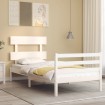 Estructura de cama con cabecero madera maciza blanco 100x200 cm