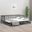 Sofá cama extraíble madera maciza de pino gris 2x(80x200) cm