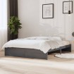 Estructura de cama madera maciza gris doble 135x190 cm