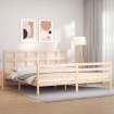 Estructura de cama de matrimonio con cabecero madera maciza