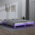 Estructura de cama con LEDs madera maciza blanca 150x200