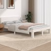 Estructura de cama doble pequeña madera maciza blanca 120x190cm