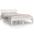 Estructura de cama doble pequeña madera maciza blanca