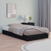 Estructura de cama doble de madera maciza negro 135x190 cm