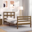 Estructura cama con cabecero madera maciza marrón miel 90x200cm