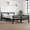 Estructura de cama madera maciza negra King Size 150x200 cm