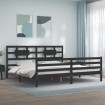 Estructura de cama con cabecero madera maciza negro 200x200 cm