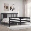 Estructura de cama con cabecero madera maciza negro 200x200 cm