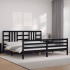 Estructura de cama con cabecero madera maciza negro 200x200