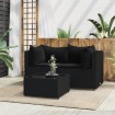 Set de muebles de jardín 3 pzas y cojines ratán sintético negro