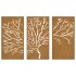 Adorno pared jardín 3 pzas acero corten diseño árbol 105x55