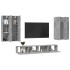 Set de muebles de TV 6 pzas madera contrachapada gris