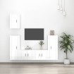 Set de muebles de TV 5 pzas madera contrachapada blanco brillo