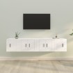 Set de muebles de TV 4 pzas madera contrachapada blanco brillo