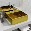 Lavabo con rebosadero 41x41x15 cm cerámica dorado