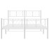 Estructura cama metal con cabecero y estribo blanco 120x200