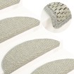 Alfombrilla autoadhesiva escalera sisal 15 uds gris 65x21x4 cm