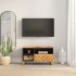 Mueble de TV madera maciza de mango marrón negro 80x33,5x46