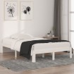 Estructura de cama doble pequeña madera maciza blanca 120x190cm