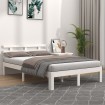 Estructura de cama doble pequeña madera maciza blanca 120x190cm