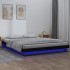 Estructura de cama con LED madera maciza negra 150x200