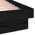 Estructura de cama con LED madera maciza negra 150x200