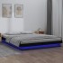 Estructura de cama doble con LED madera maciza negra 120x190