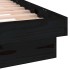 Estructura de cama doble con LED madera maciza negra 120x190