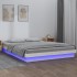 Estructura de cama con LED madera maciza blanco 140x190