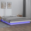 Estructura de cama con LED madera maciza blanco 140x190 cm