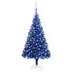 Árbol de Navidad preiluminado con luces y bolas azul 240 cm