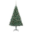 Árbol de Navidad preiluminado con luces y bolas verde 240 cm