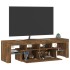 Mueble de TV con luces LED color roble ahumado 140x36,5x40