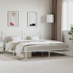 Estructura de cama de metal con cabecero blanco 193x203 cm