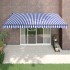 Toldo retráctil aluminio y tela azul y blanco 4x3