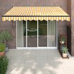 Toldo retráctil aluminio y tela amarillo y blanco 3,5x2,5 m