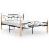 Estructura de cama madera maciza roble metal negro 140x200