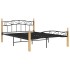 Estructura de cama madera maciza roble metal negro 140x200