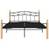 Estructura de cama madera maciza roble metal negro 140x200