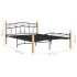 Estructura de cama madera maciza roble metal negro 140x200