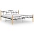 Estructura de cama madera maciza roble metal negro 180x200