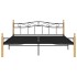 Estructura de cama madera maciza roble metal negro 180x200