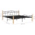 Estructura de cama madera maciza roble metal negro 180x200