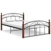 Estructura de cama metal y madera maciza de roble 140x200 cm