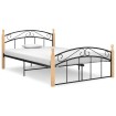 Estructura de cama metal y madera maciza de roble 140x200 cm