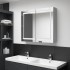 Armario de baño con espejo LED gris hormigón 80x12x68