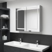 Armario de baño con espejo LED gris hormigón 80x12x68 cm